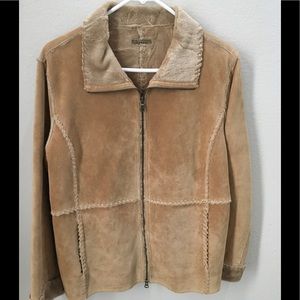Guess Tan Suede Leather Jacket. Size Medium